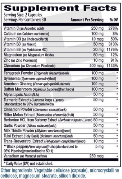 Blood Sugar Premier Supplement Facts