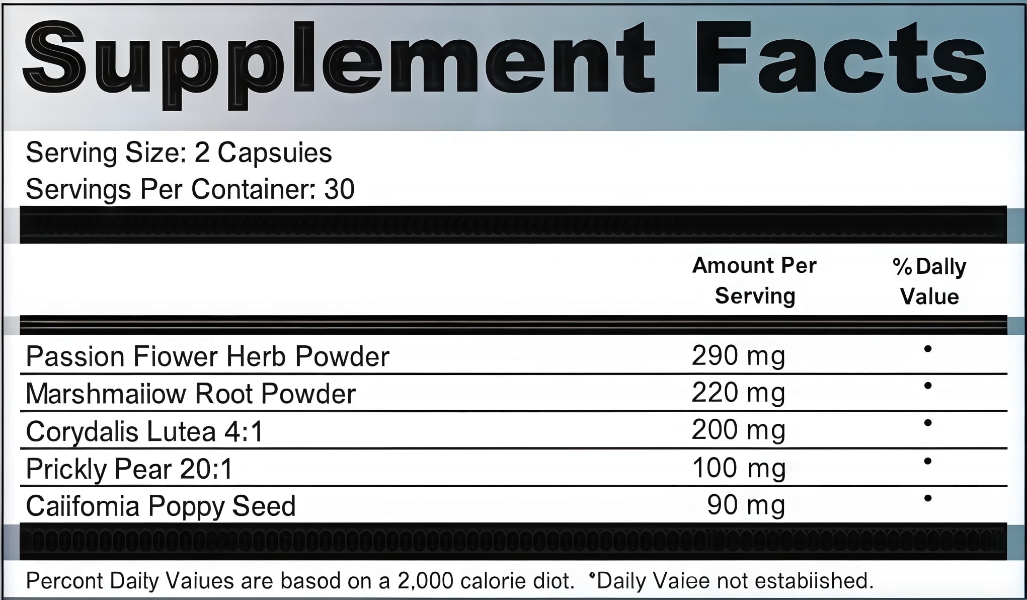Nerve Soothe-Supplement Facts