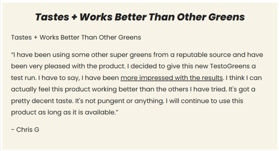 TestoGreens Customer Review